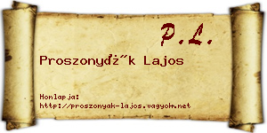 Proszonyák Lajos névjegykártya